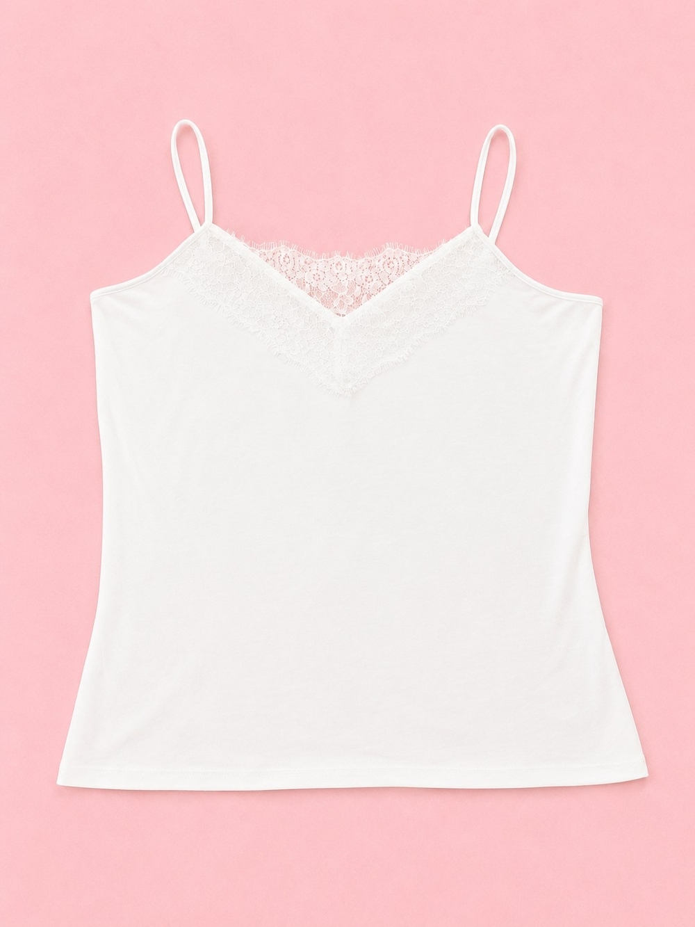 Classic White Lace Trim Camisole, Size XXL